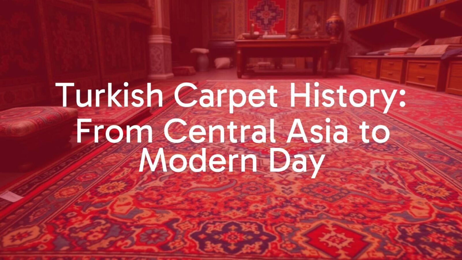A beautifully woven Turkish carpet with intricate patterns and vibrant colors, displayed in a traditional setting with historical ambiance, realistic.