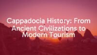 Cappadocia landscape with unique rock formations and hot air balloons, ancient cave dwellings, golden sunset, historical and scenic view, realistic.