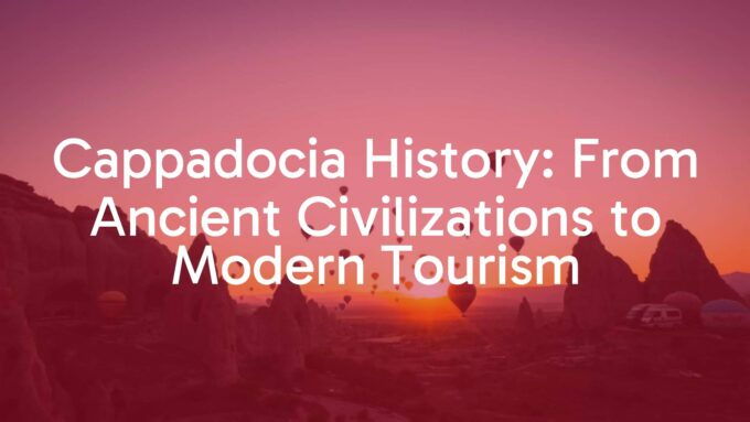Cappadocia landscape with unique rock formations and hot air balloons, ancient cave dwellings, golden sunset, historical and scenic view, realistic.