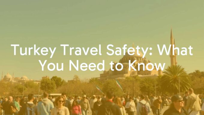 A scenic view of Istanbul with the Blue Mosque and Hagia Sophia under a clear blue sky, tourists walking safely in the foreground, vibrant and inviting atmosphere, realistic.