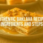 Golden baklava pastry with layers of phyllo dough and nuts, drizzled with honey syrup, on a rustic wooden table, warm lighting, realistic.