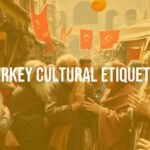 Turkish cultural scene, warm and welcoming atmosphere, blend of Eastern and Western traditions, people showing respect, elders and authority figures highlighted, vibrant bazaar in the background, realistic.