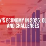 An economic chart with upward trend line, Turkish flag in background, modern office setting, professional and optimistic vibe, illustrative style.