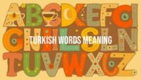 Turkish alphabet letters with cultural symbols like tea and evil eye, vibrant colors, illustrative style.