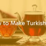 A traditional Turkish tea set with a glass tulip-shaped cup and teapot, steaming hot tea, cozy background, warm and inviting atmosphere, realistic style.