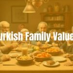 A warm and happy Turkish family gathering, grandparents, parents, and children sharing a meal together, traditional home setting, cozy and inviting atmosphere, realistic style.