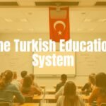 A modern Turkish classroom with diverse students, interactive whiteboard, and Turkish flag in the background, representing education progress, realistic style.