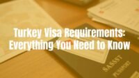 A passport with a Turkish visa sticker, travel documents on a wooden desk, warm lighting, realistic.