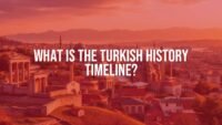 A panoramic view of historical landmarks in Turkey, including ancient ruins, Ottoman architecture, and modern cityscapes, under a golden sunset, realistic.