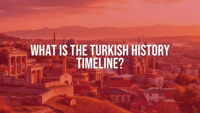 A panoramic view of historical landmarks in Turkey, including ancient ruins, Ottoman architecture, and modern cityscapes, under a golden sunset, realistic.