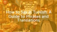 Turkish language guide featuring a friendly conversation between locals and a traveler, Istanbul bazaar background, warm and welcoming mood, semi-realistic style.