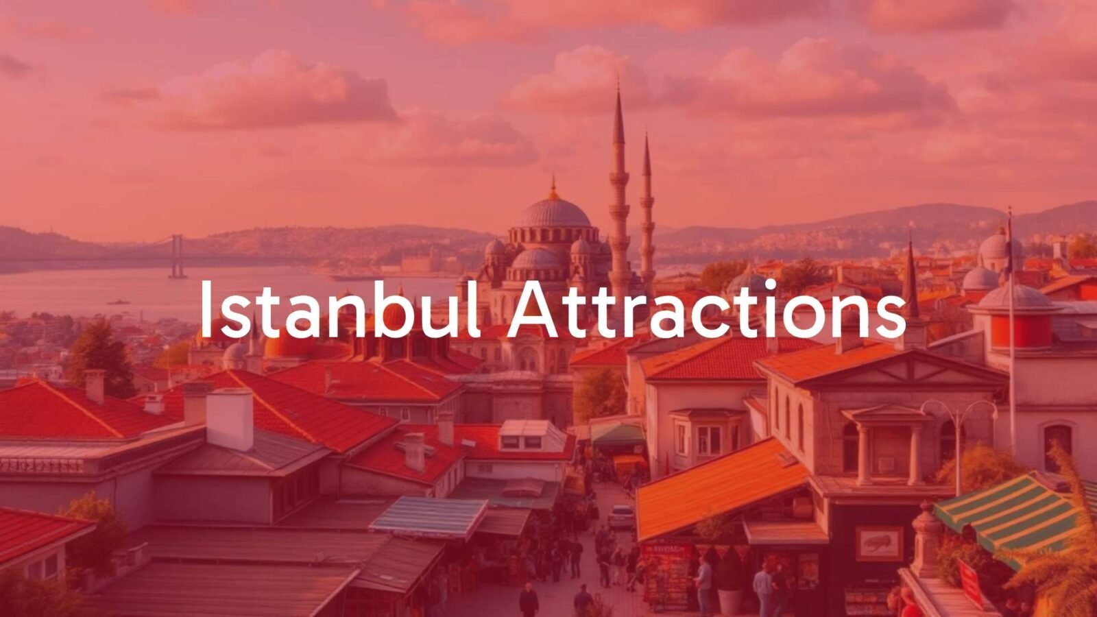 Istanbul skyline with a grand mosque and the Bosphorus, bustling streets, spice market, mix of ancient and modern architecture, vibrant colors, realistic.