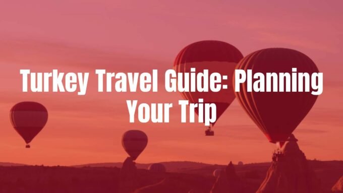 A scenic view of Cappadocia's rock formations with hot air balloons at sunrise, showcasing Turkey's ancient history and stunning landscapes, vibrant and inviting.