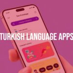 Modern smartphone displaying a Turkish language learning app, vibrant interface with interactive lessons, colorful and engaging design, digital education theme.