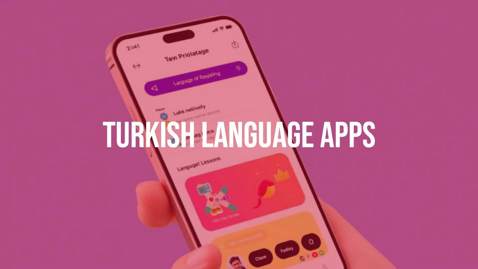 Modern smartphone displaying a Turkish language learning app, vibrant interface with interactive lessons, colorful and engaging design, digital education theme.